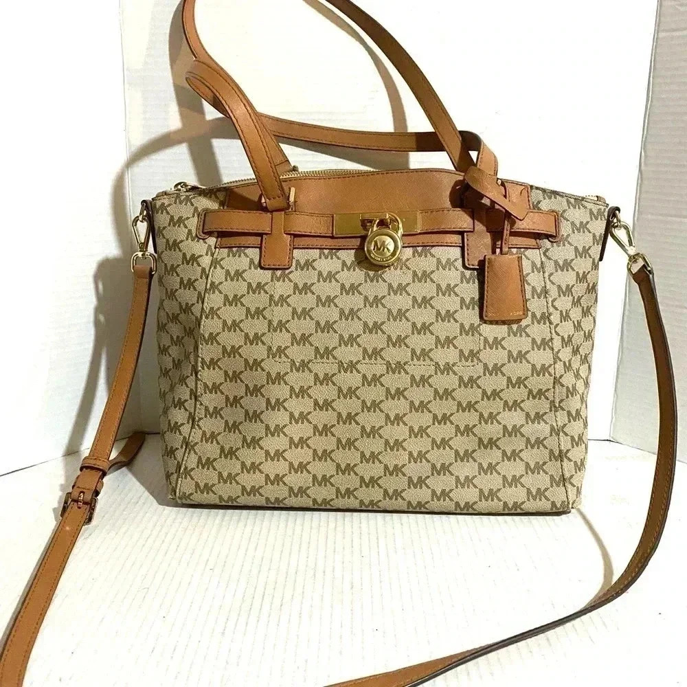 Michael Kors Mk Signature Print Canvas Satchel Ha… - image 8